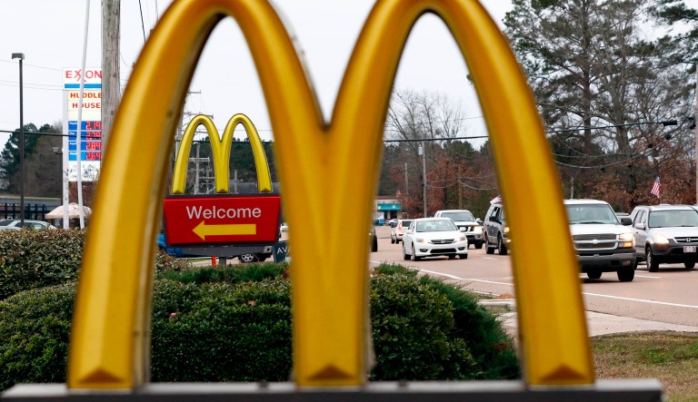 FILE- This Feb. 15, 2018, file photo shows a McDonald's Restaurant in Brandon, Miss. McDonald's Corp. reports earnings Monday, April 30.