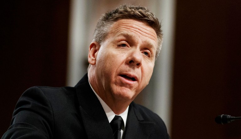 Navy Adm. Philip Davidson testifies during a Senate Armed Services Committee hearing on Capitol Hill in Washington, D.C.