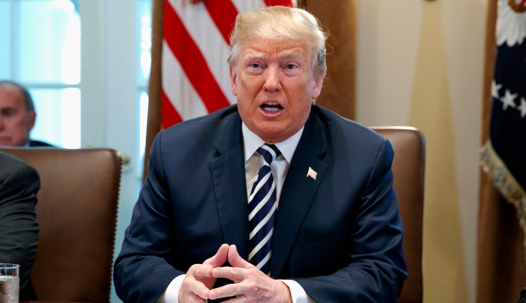 President Trump speaks during a Cabinet meeting at the White House on Wednesday in Washington, D.C.