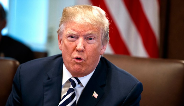 President Trump speaks during a Cabinet meeting at the White House in Washington, D.C.