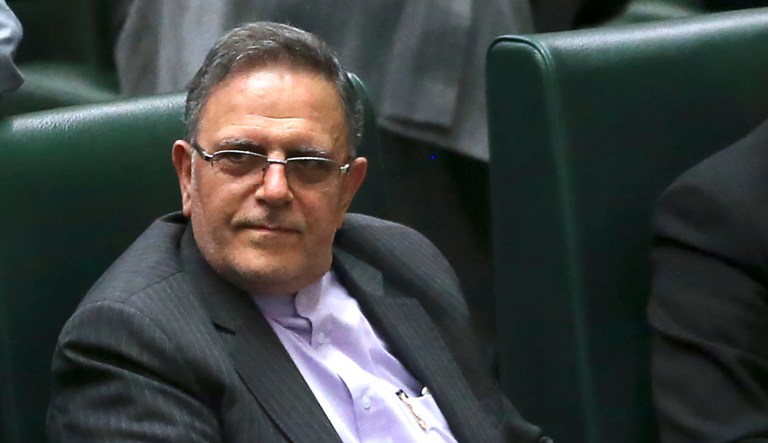 Iran's Central Bank Governor, Valiollah Seif, sits in an open session of parliament in Tehran, Iran.