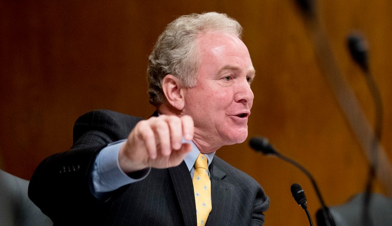 Sen. Chris Van Hollen, D-Md., speaks at a hearing.