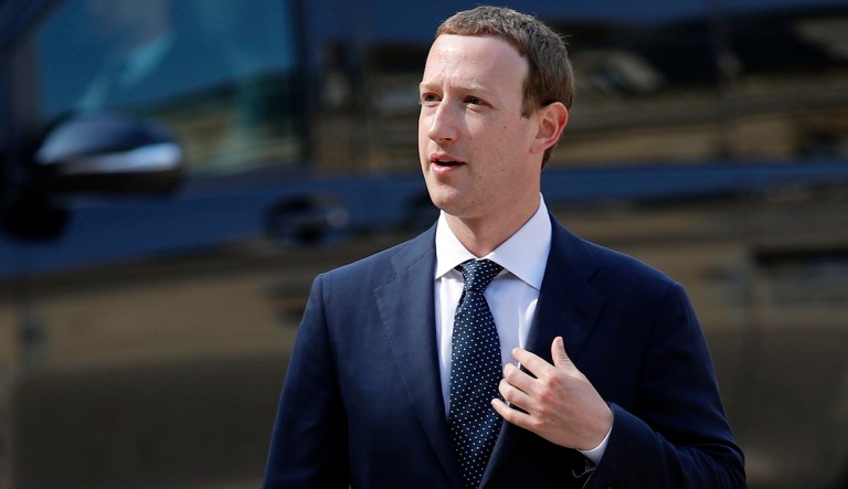 Facebook's CEO Mark Zuckerberg arrives to meet France's President Emmanuel Macron after the "Tech for Good" Summit at the Elysee Palace in Paris, Wednesday, May 23, 2018.