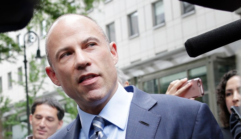 Michael Avenatti, attorney for Stormy Daniels, talks to reporters as he leaves court in New York.