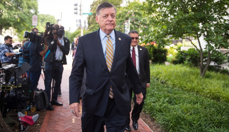Rep. Tom Cole, R-Okla., arrives for a closed-door GOP meeting on immigration, on Capitol Hill in Washington, Wednesday, June 13, 2018. Speaker of the House Paul Ryan, R-Wis., later gave an upbeat assessment to reporters after brokering a deal between party factions on a process to consider rival GOP immigration plans to protect young "Dreamer" immigrants brought illegally to the U.S. as children.