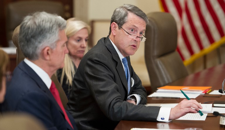 Federal Reserve Board Vice Chairman for Supervision Randal Quarles speaks during an open meeting in Washington on June 14, 2018.