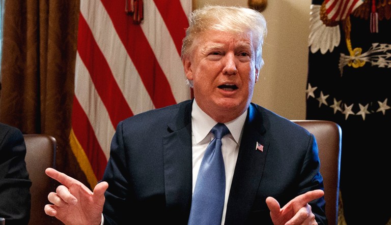 President Trump speaks during a cabinet meeting at the White House on Thursday.