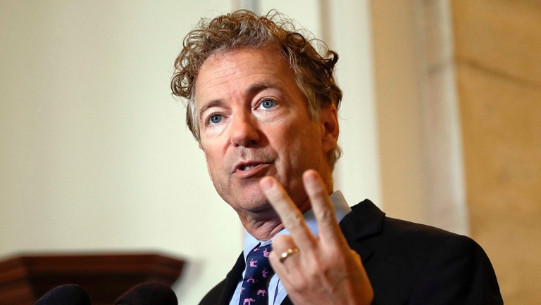 Sen. Rand Paul, R-Ky., speaks during a news conference on Capitol Hill in Washington.