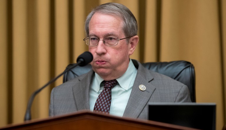 Chairman Rep. Bob Goodlatte, R-Va., sighs during a break of a House Judiciary Committee hearing with Deputy Attorney General Rod Rosenstein and FBI Director Christopher Wray on Capitol Hill in Washington, Thursday, June 28, 2018, on Justice Department and FBI actions around the 2016 presidential election.