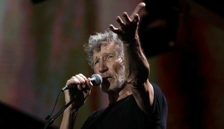 Former member of Pink Floyd, British singer and songwriter Roger Waters performs during his concert of the Us+Them tour in Rome's Circus Maximus, Saturday, July 14, 2018. 