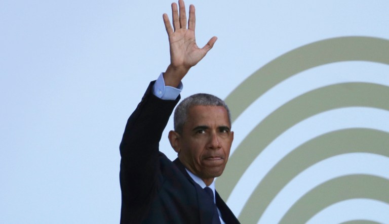 Former US President Barack Obama arrives at the Wanderers Stadium in Johannesburg, South Africa, Tuesday, July 17, 2018 to deliver the 16th Annual Nelson Mandela Lecture. Obama urged Africans and people around the world to respect human rights and equal opportunity in his speech to mark the late Nelson Mandela's 100th birthday.