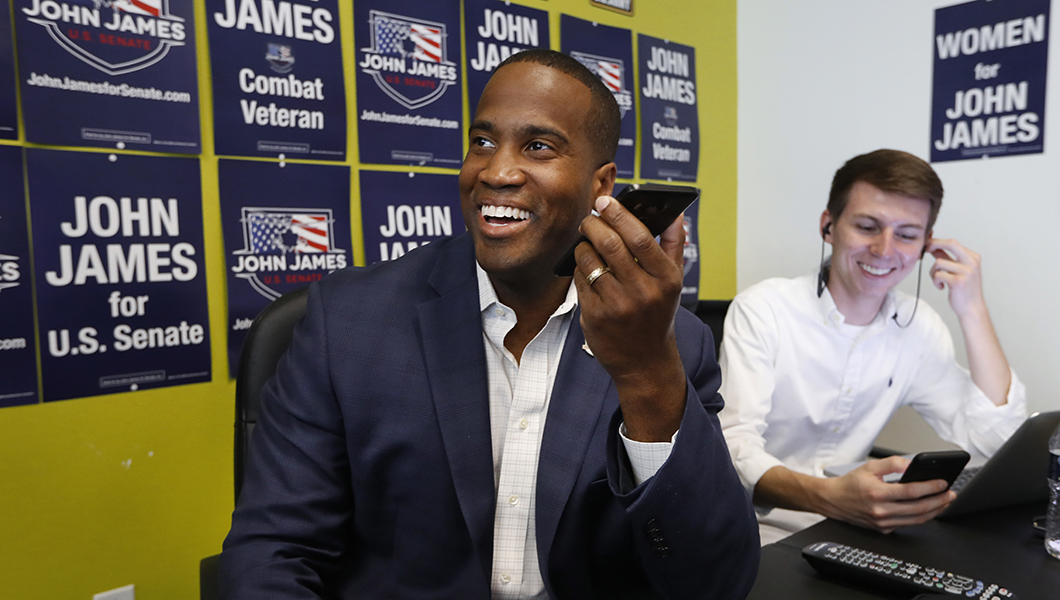 John James is swimming against the electoral tide in Michigan’s Senate race