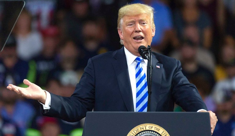 President Trump speaks during a rally at the Charleston Civic Center in Charleston, W.Va.