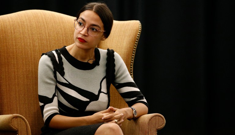 New York congressional candidate Alexandria Ocasio-Cortez participates in a a town hall held in support of Kerri Evelyn Harris, Democratic candidate for U.S. Senate in Delaware, Friday, Aug. 31, 2018, at the University of Delaware in Newark, Del. 