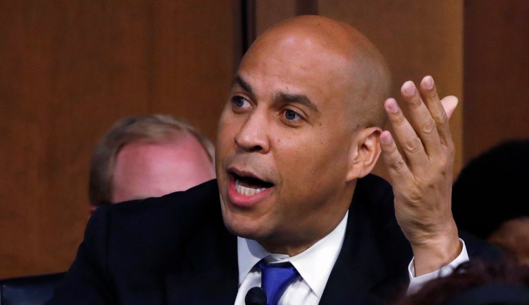 Sen. Cory Booker, D-N.J., asks a question of the chairman during the confirmation hearing for Supreme Court nominee Brett Kavanaugh, during the Senate Judiciary Committee confirmation hearing on Capitol Hill on Tuesday in Washington.