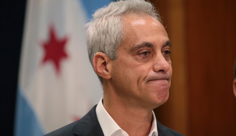Chicago Mayor Rahm Emanuel announces Tuesday, Sept. 4, 2018, he will not seek a third term in office at a press conference on the 5th floor at City Hall in Chicago.