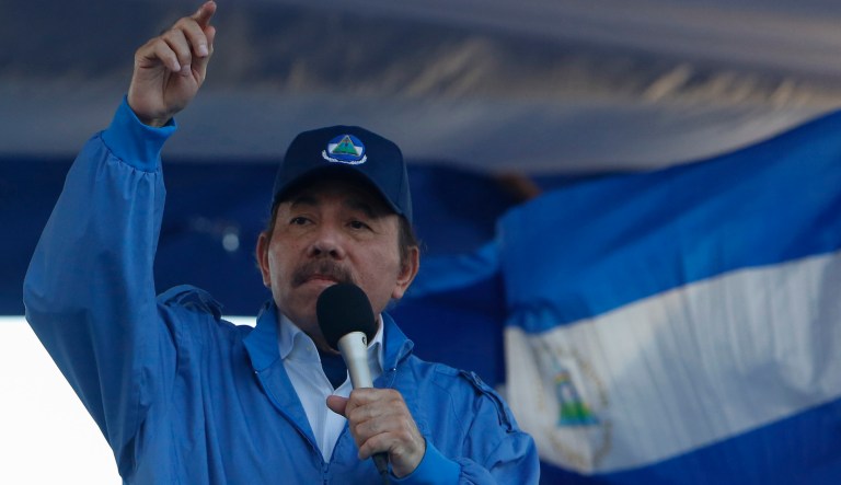 The President of Nicaragua Daniel Ortega speaks during a rally in Managua, Nicaragua, Wednesday, Sept. 5, 2018.