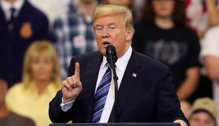 President Trump speaks at a rally in Montana.
