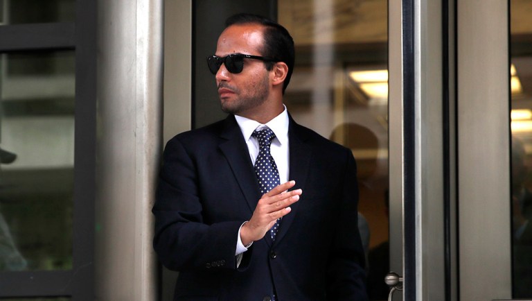 Former Trump campaign foreign policy adviser George Papadopoulos, who triggered the Russia investigation and pleaded guilty to one count of making false statements to the FBI, leaves federal court after he was sentenced to 14 days in prison, Sept. 7, 2018.