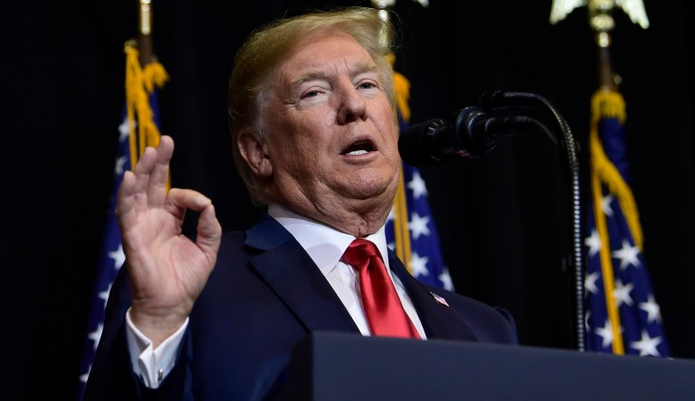 President Donald Trump speaks during a fundraiser in Sioux Falls, S.D., Friday, Sept. 7, 2018. Trump is speaking at the Noem-Rhoden Victory Committee, a joint fundraising committee authorized by and composed of Kristi Noem for Governor, Larry Rhoden for Lieutenant Governor, KRISTI PAC and the South Dakota Republican Party.