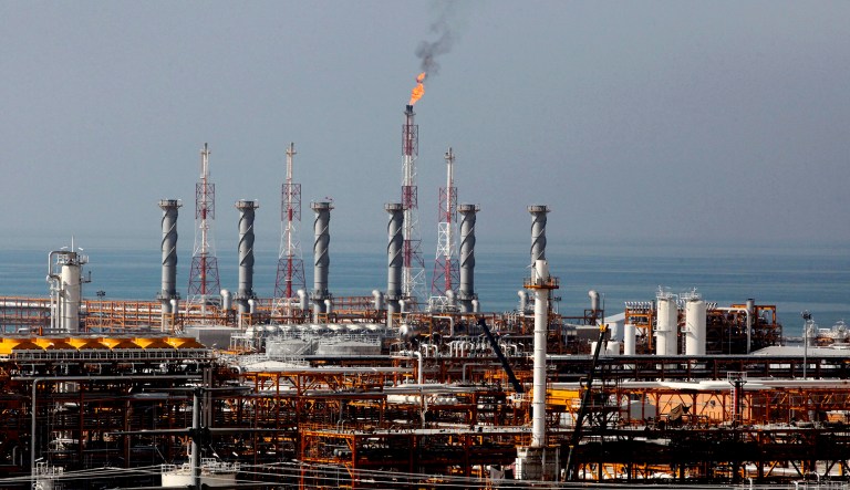 A partially constructed gas refinery at the South Pars gas field is seen on the northern coast of Persian Gulf in Asalouyeh, Iran.