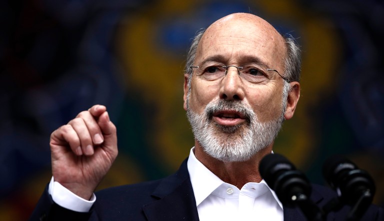 Gov. Tom Wolf speaks at a campaign rally in Philadelphia.