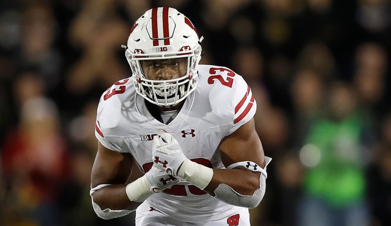 University of Wisconsin running back Jonathan Taylor runs during the first half of an NCAA college football game, Saturday, Sept. 22, 2018, in Iowa City. 