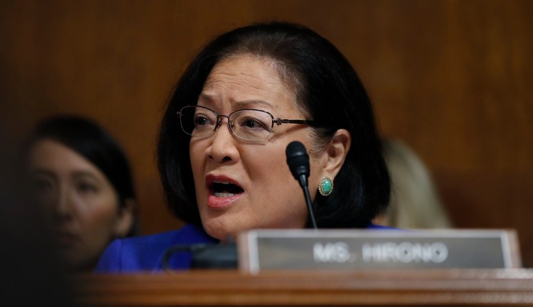 Sen. Mazie Hirono, D-Hawaii, speaks during a meeting of the Senate Judiciary Committee, Friday, Aug. 28, 2018, on Capitol Hill in Washington.
