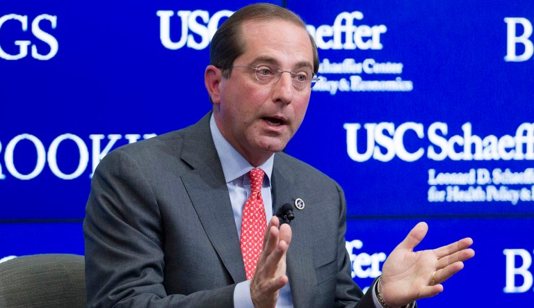 Health and Human Services Secretary Alex Azar speaks.