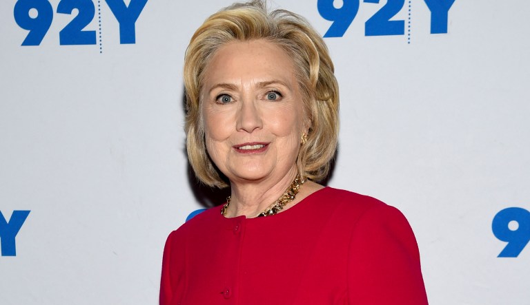 Former First Lady of the United States Hillary Rodham Clinton poses backstage before her conversation with Kara Swisher at the 92nd Street Y on Friday, Oct. 26, 2018, in New York. 