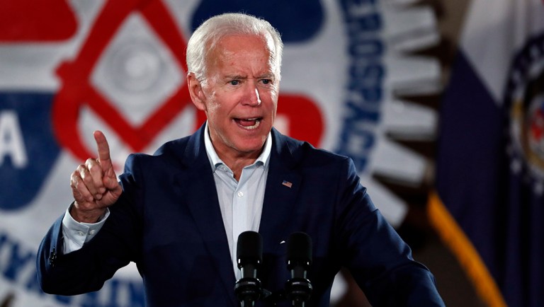 Former Vice President Joe Biden speaks during a campaign rally.