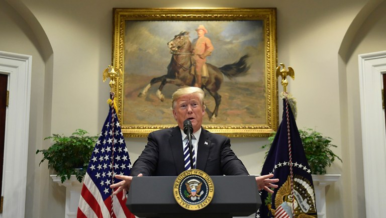 President Trump talks about immigration and border security from the Roosevelt Room of the White House.