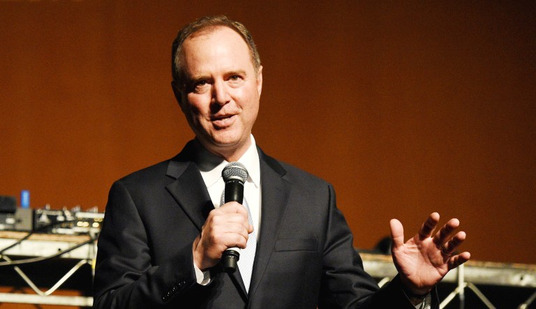 Congressman Adam Schiff, D-Calif., addresses the audience at The Last Weekend Rally presented by Swing Left at the Palace Theatre, Thursday, Nov. 1, 2018, in Los Angeles. The event was organized by the progressive Swing Left political group, with the aim of spurring get-out-the-vote efforts on the last weekend before the midterm elections.