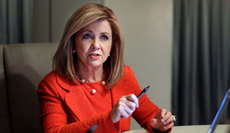 Rep. Marsha Blackburn, R-Tenn., speaks during an event. 