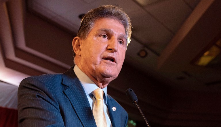 Sen. Joe Manchin talks to a crowd.