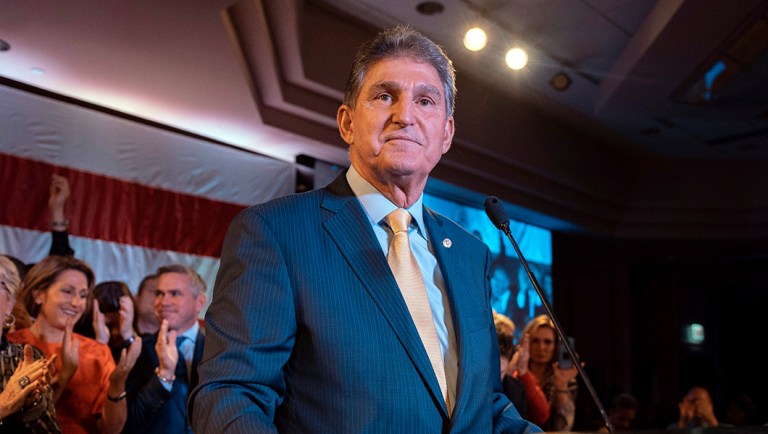 Sen. Joe Manchin, D-W.Va., speaks to his supporters.