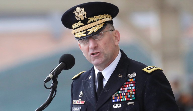 Gen. Robert Abrams speaks during an event.