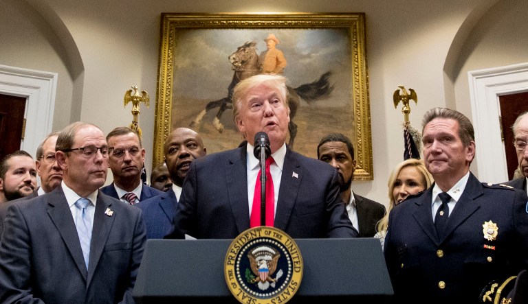 President Donald Trump speaks in the Roosevelt Room of the White House in Washington, Wednesday, Nov. 14, 2018, to announce his support for the first major rewrite of the nation's criminal justice sentencing laws in a generation.