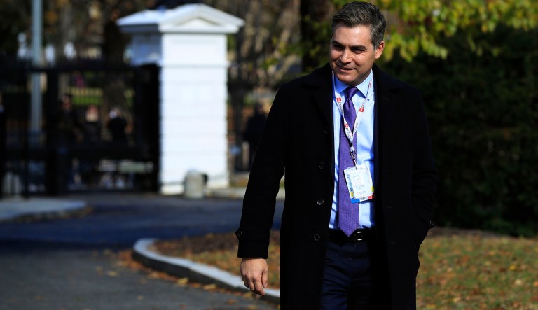 CNN's Jim Acosta walks on the North Lawn driveway upon returning back to the White House in Washington, Friday, Nov. 16, 2018. U.S. District Court Judge Timothy Kelly ordered the White House to immediately return Acostaâs credentials. He found that Acosta was âirreparably harmedâ and dismissed the governmentâs argument that CNN could send another reporter in Acostaâs place to cover the White House.