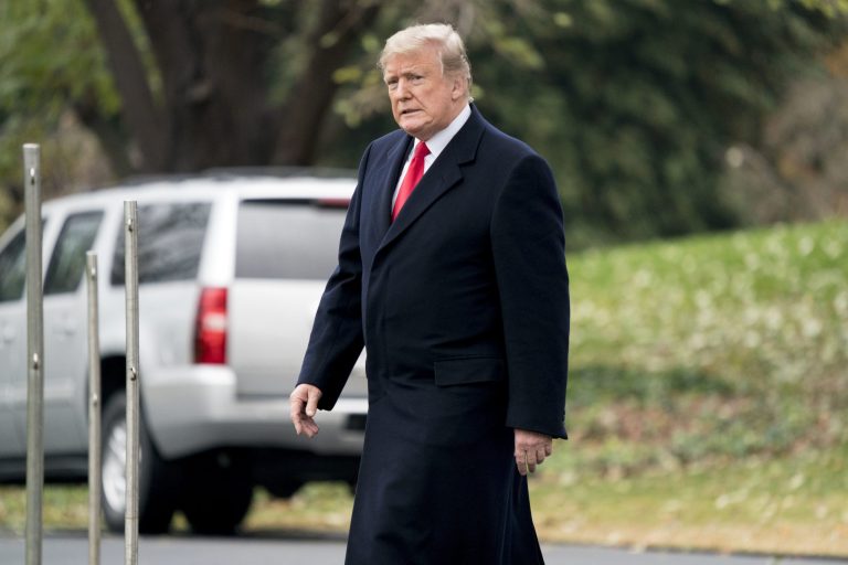 President Donald Trump walks out of the Oval Office to board Marine One on the South Lawn of the White House in Washington, Monday, Nov. 26, 2018, for a short trip to Andrews Air Force Base, Md., and then on to Tupelo, Miss. for a rally.