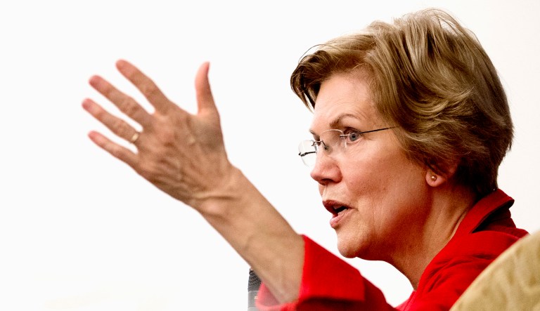 In this Nov. 29, 2018, file photo, Sen. Elizabeth Warren, D-Mass., answers a question from the audience at the American University Washington College of Law in Washington, after delivering a speech on her foreign policy vision for the country.