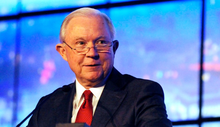Former U.S. Attorney General Jeff Sessions addresses a business group in Montgomery, Ala., on Tuesday, Dec. 11, 2018.