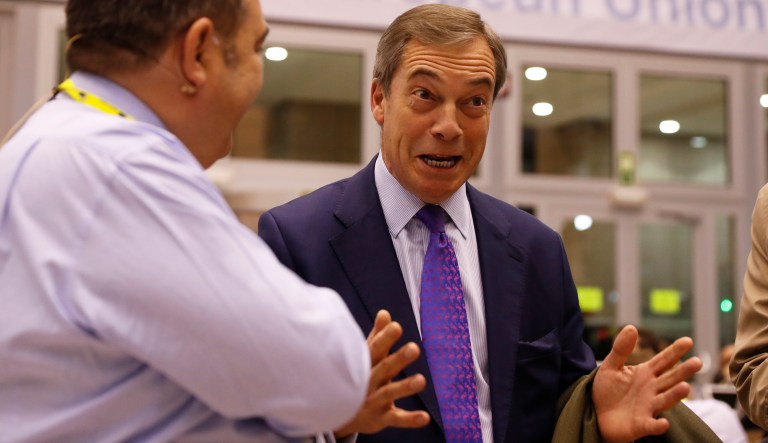 Member of European Parliament Nigel Farage speaks with journalists in the press room at an EU summit in Brussels, Thursday, Dec. 13, 2018. EU leaders gathered Thursday for a two-day summit which will center on the Brexit negotiations.