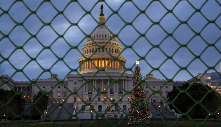 The Capitol is seen on the first morning of a partial government shutdown, as Democratic and Republican lawmakers are at a standoff with President Trump on spending for his border wall, in Washington, Saturday, Dec. 22, 2018.