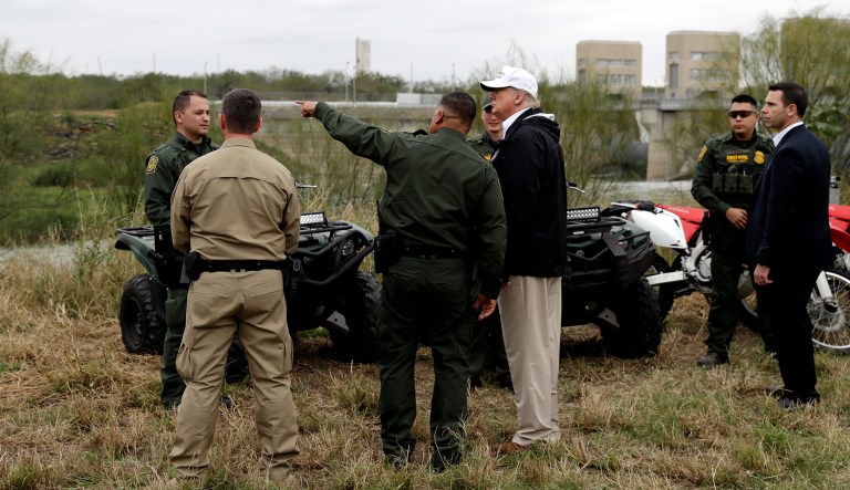 President Trump tours the U.S. border with Mexico at the Rio Grande on the southern border, Thursday, Jan. 10, 2019, in McAllen, Texas. 