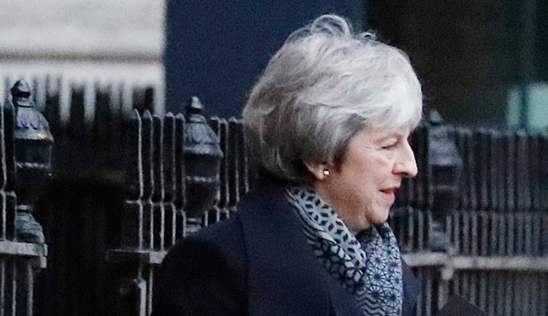 Britain's Prime Minister Theresa May leaves 10 Downing Street in London.