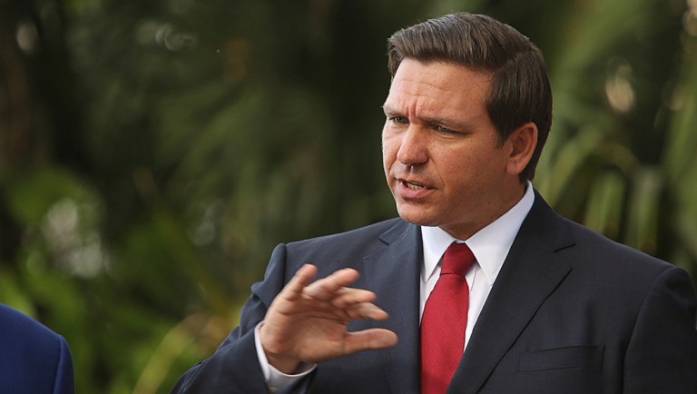 Florida Gov. Ron DeSantis speaks during a press conference about medical marijuana at Kraft Azalea Park in Winter Park, Fla.