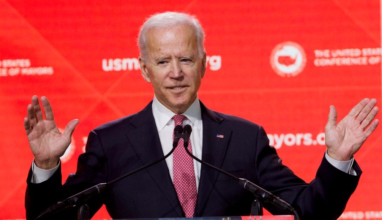 Former Vice President Joe Biden speaks during the U.S. Conference of Mayors Annual Winter Meeting in Washington, D.C.