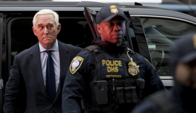 Former campaign adviser for President Donald Trump, Roger Stone arrives at Federal Court, Tuesday, Jan. 29, 2019, in Washington. Stone was arrested in the special counsel's Russia investigation and was charged with lying to Congress and obstructing the probe. 