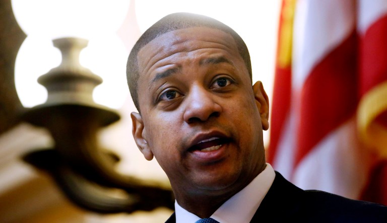 Virginia Lt. Gov. Justin Fairfax, presides over the Senate session at the Capitol in Richmond, Va., Monday, Feb. 11, 2019. 